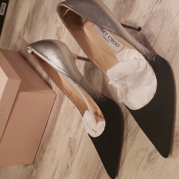 Jimmy choo size 39 color sliver and black suede and leather - Picture 3 of 7